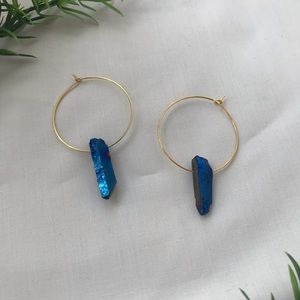 Gold crystal hoop earrings